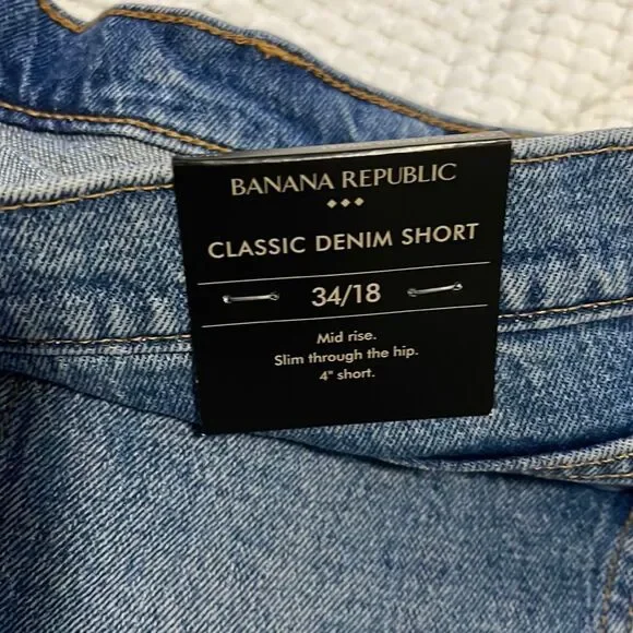 NWT- Banana Republic - 33/16, 34/18 & 35/20. Classic Denim Short - Picture 7 of 7